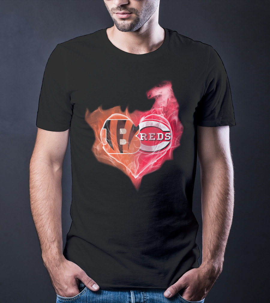 Cincinnati Bengals Reds Heart Logo T-Shirt