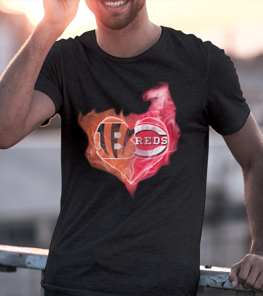 Cincinnati Bengals Reds Heart Logo T-Shirt