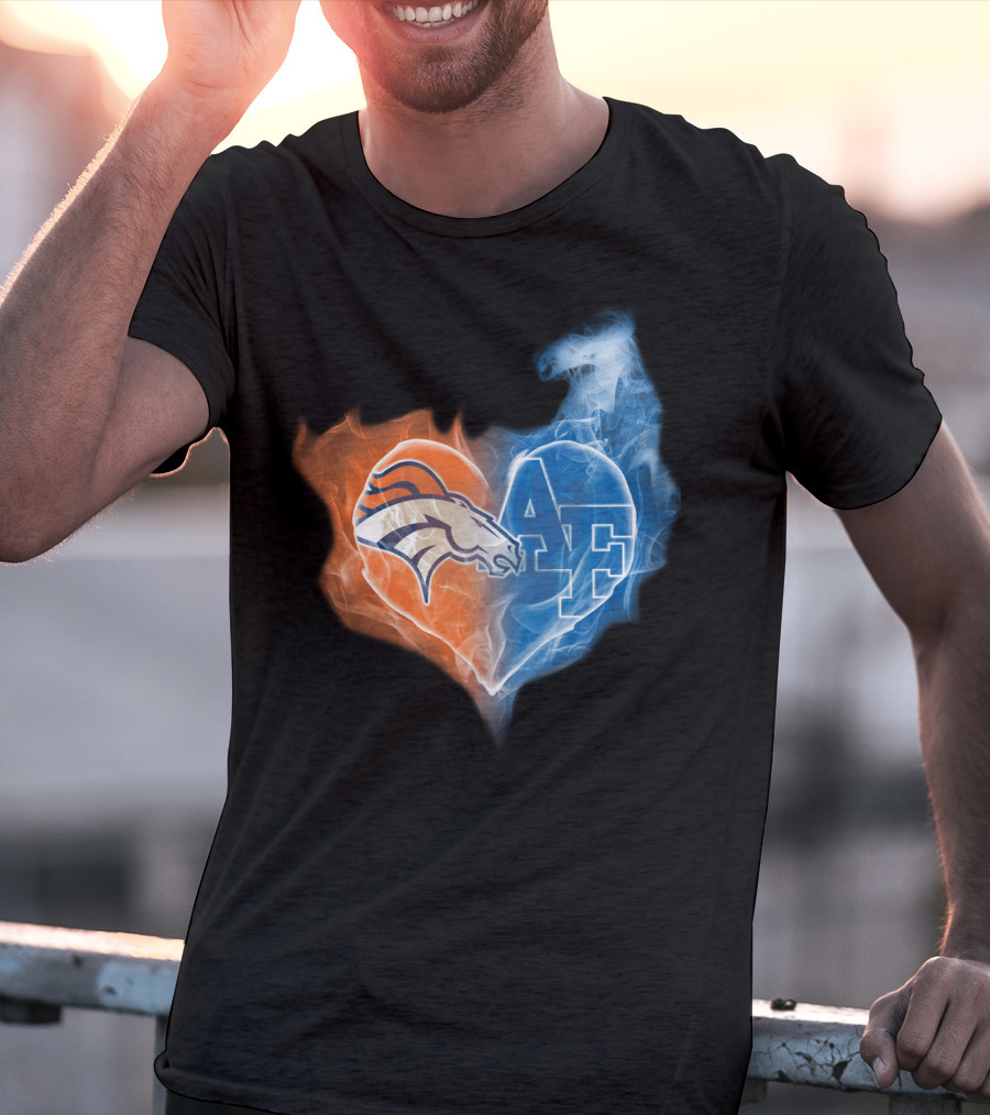 Denver Broncos And Air Force Falcons Heart T-Shirt
