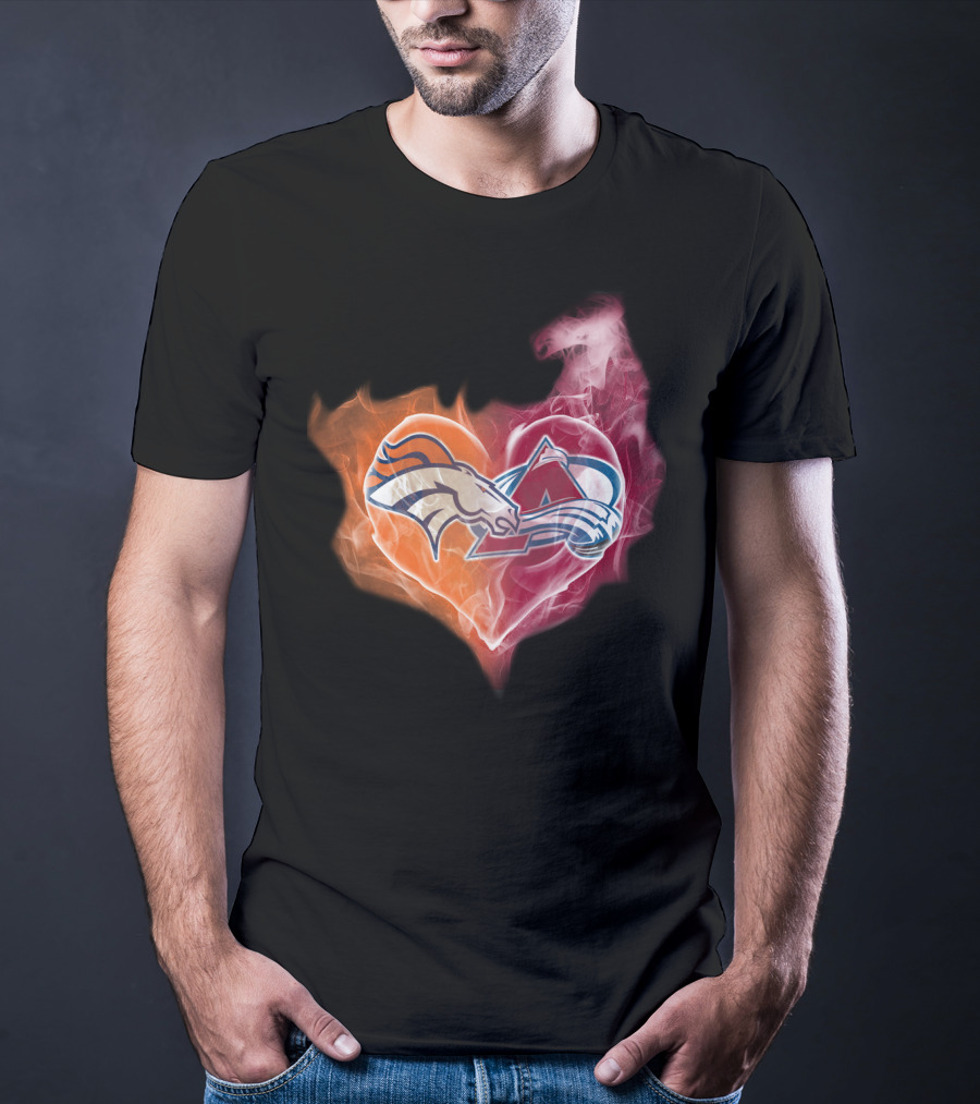 Broncos Avalanche Heart Smoke Emblem T-Shirt