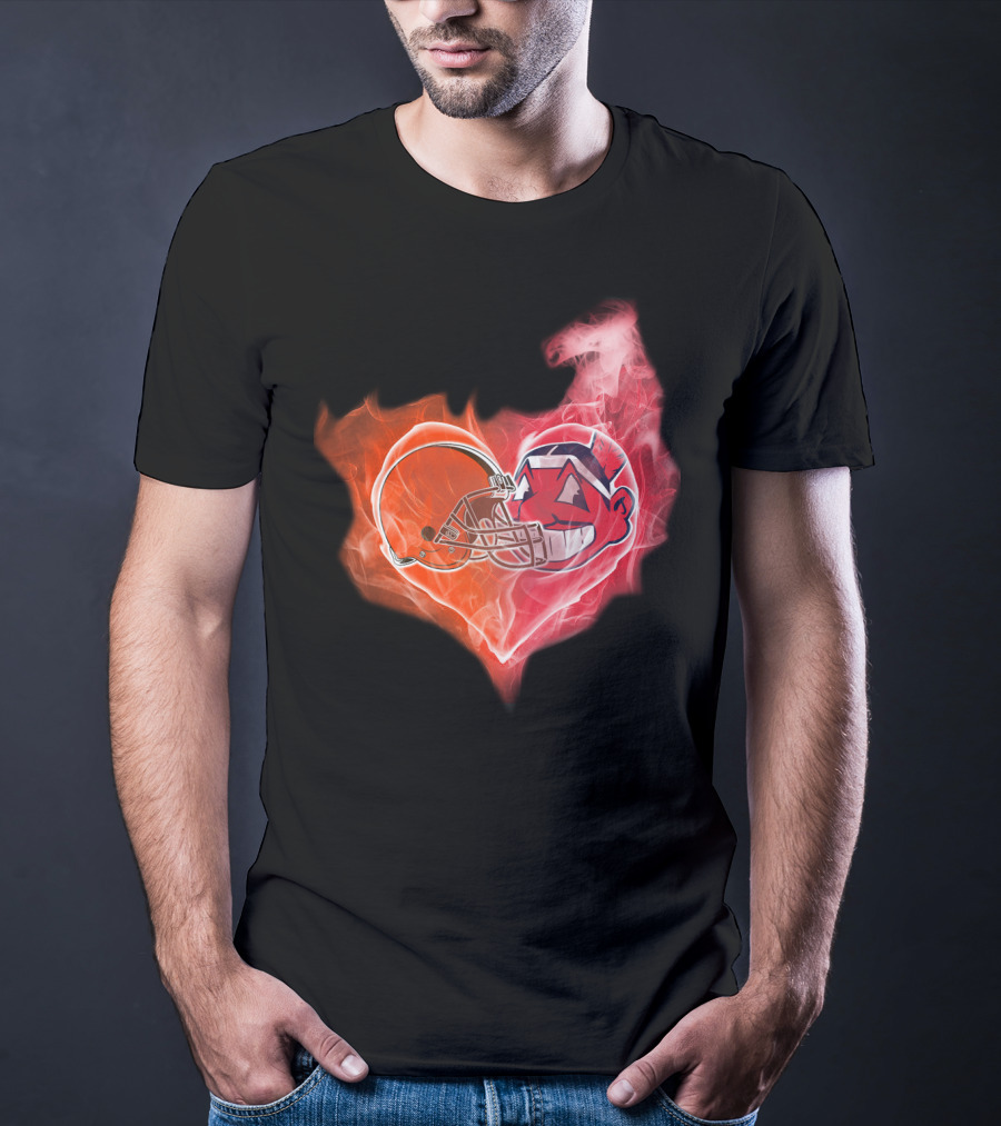 Heart Of Flames Football Helmet Cartoon Face T-Shirt