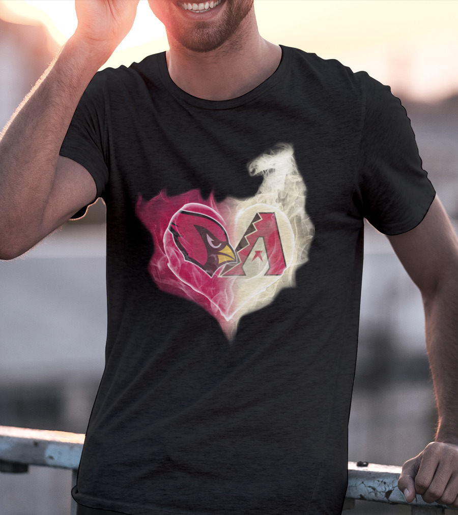Arizona Cardinals Diamondbacks Smoke Heart T-Shirt