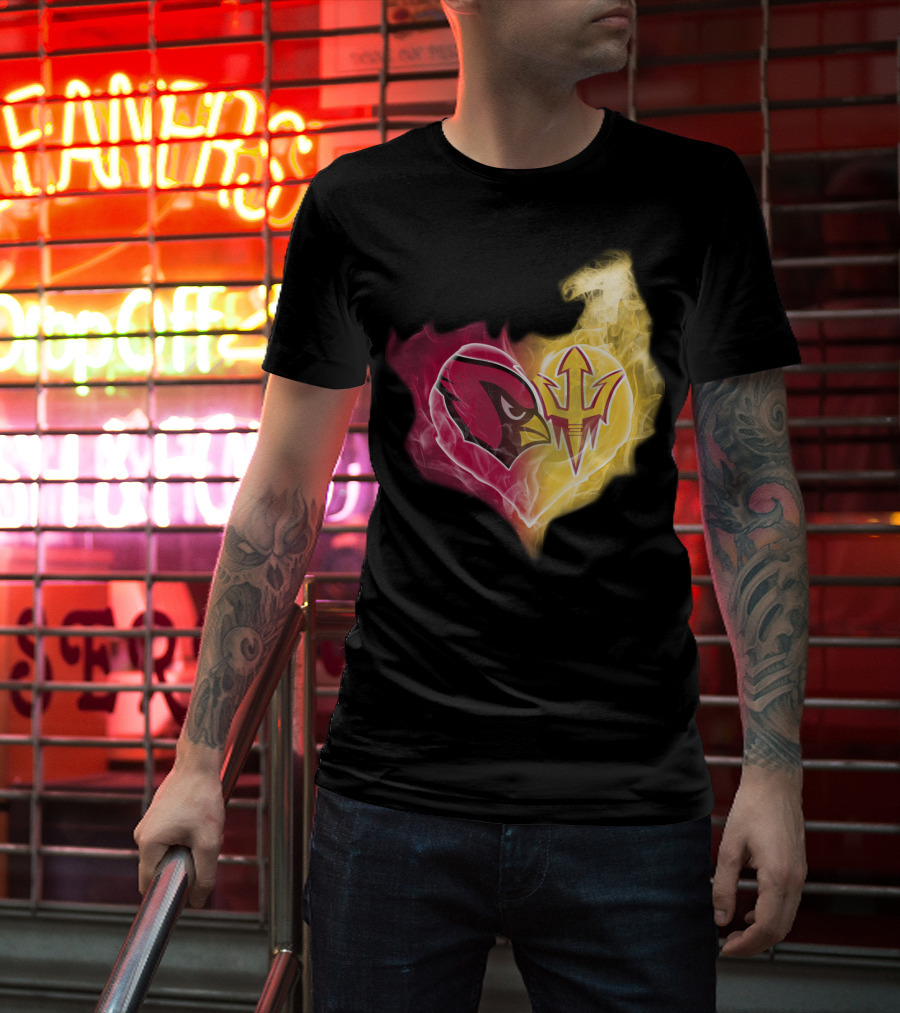 Arizona Cardinals Arizona State Sun Devils Heart Fusion T-Shirt