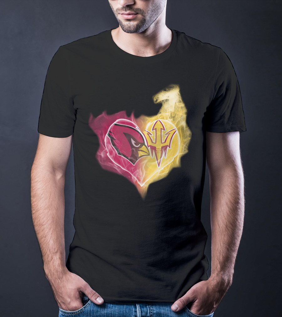 Arizona Cardinals Arizona State Sun Devils Heart Fusion T-Shirt