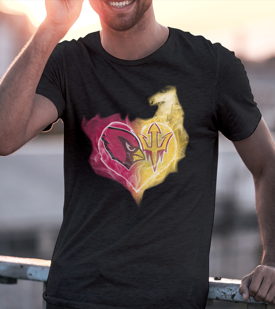 Arizona Cardinals Arizona State Sun Devils Heart Fusion T-Shirt