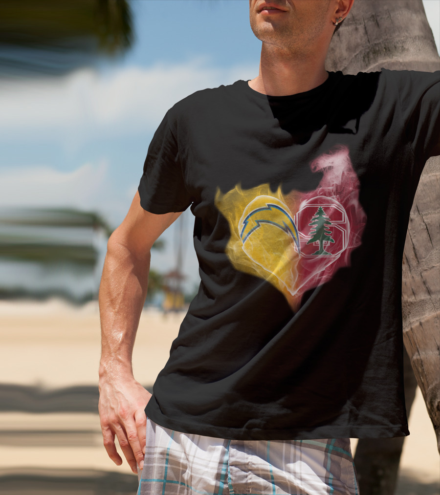 Los Angeles Chargers Stanford Cardinal Heart Fusion T-Shirt