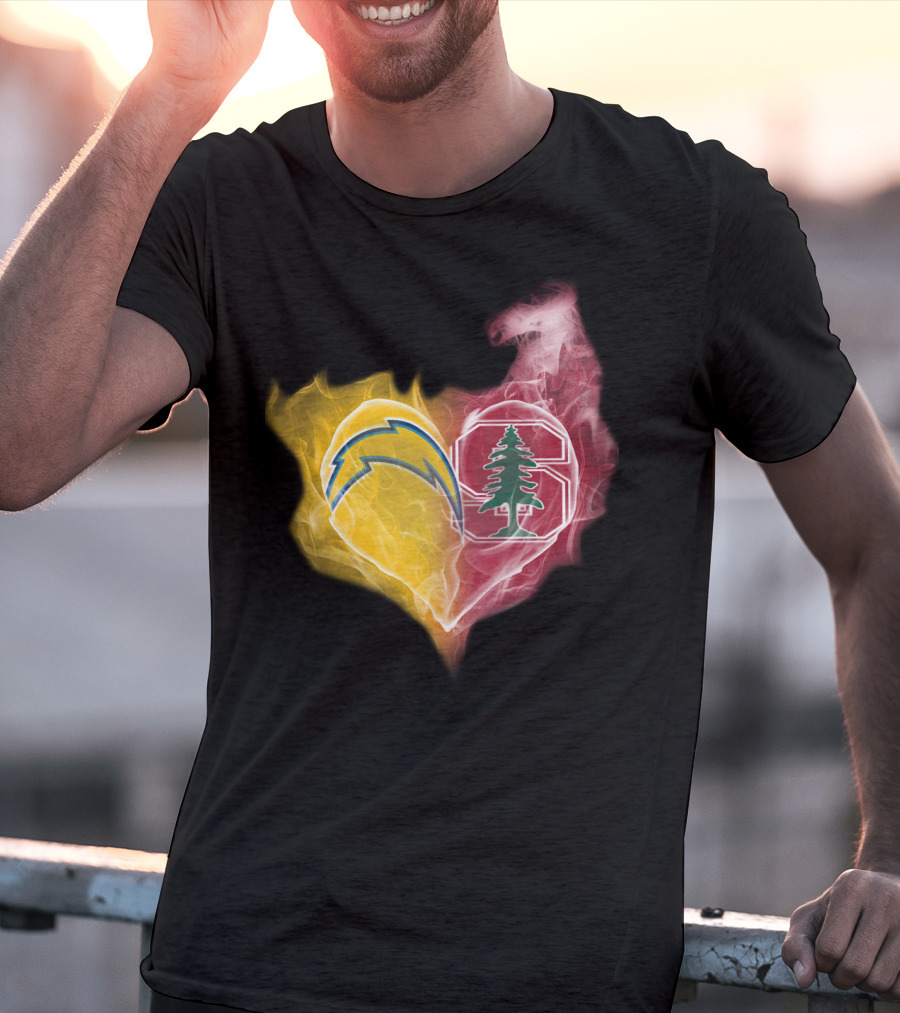 Los Angeles Chargers Stanford Cardinal Heart Fusion T-Shirt