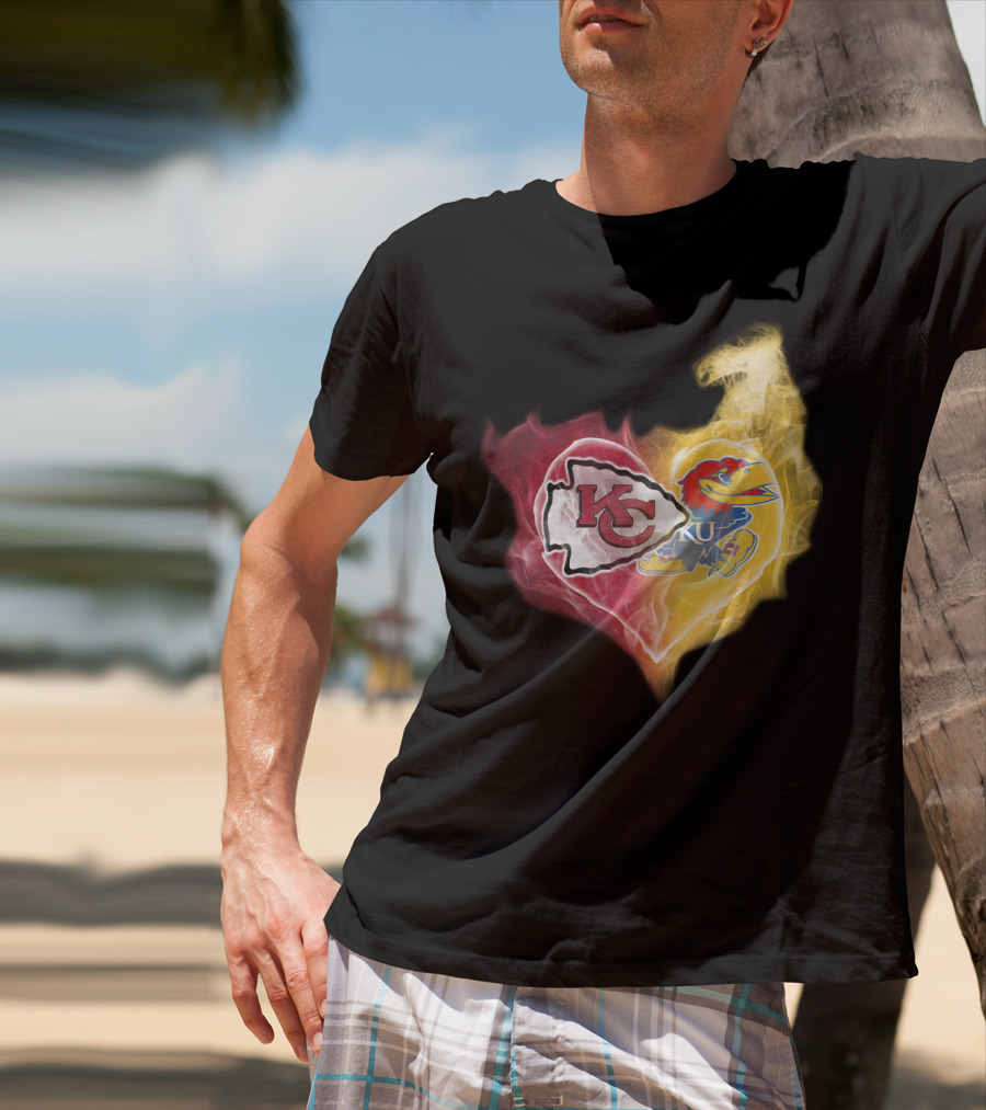 Kansas City Chiefs Ku Jayhawks Heart Smoke T-Shirt