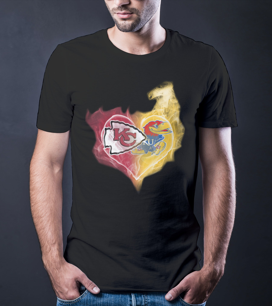 Kansas City Chiefs Ku Jayhawks Heart Smoke T-Shirt