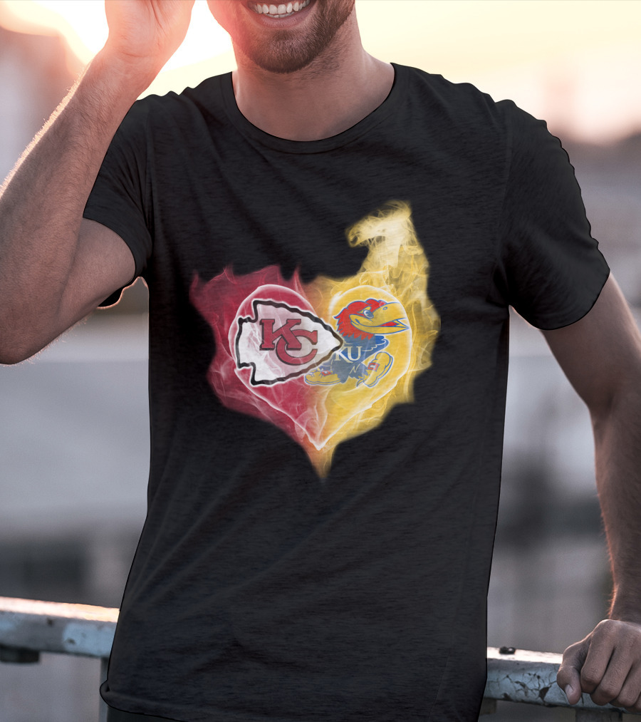 Kansas City Chiefs Ku Jayhawks Heart Smoke T-Shirt