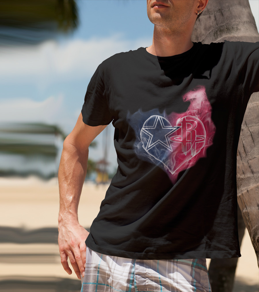 Dallas Cowboys Houston Rockets Heart Fusion T-Shirt