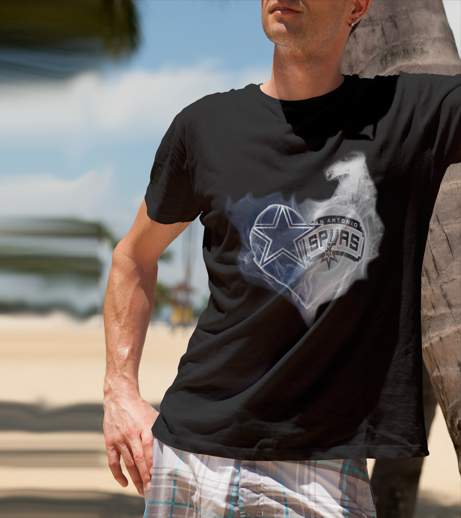 Dallas Cowboys San Antonio Spurs Heart Smoke T-Shirt
