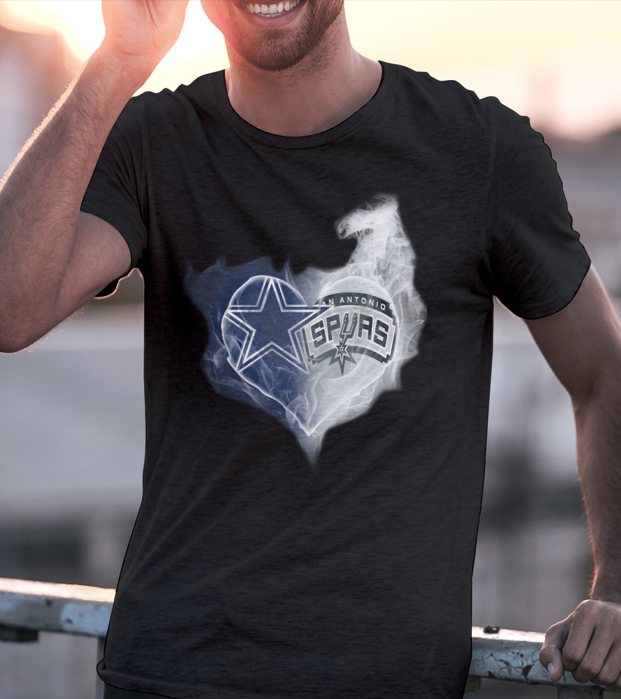 Dallas Cowboys San Antonio Spurs Heart Smoke T-Shirt