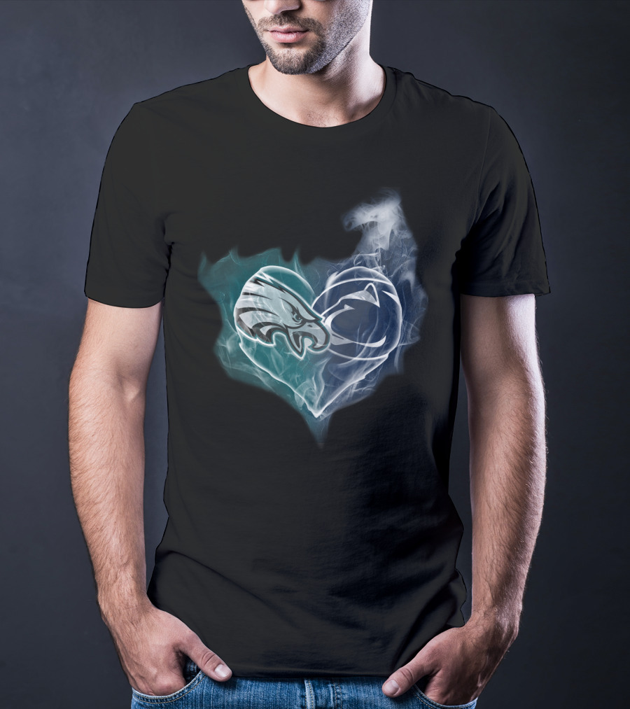 Philadelphia Eagles And Penn State Nittany Lions Heart Fusion T-Shirt