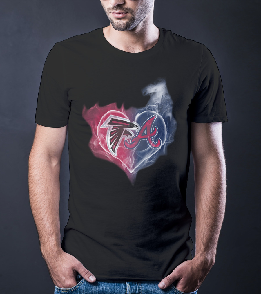 Falcons Braves Heart Smoke Atlanta Sports T-Shirt