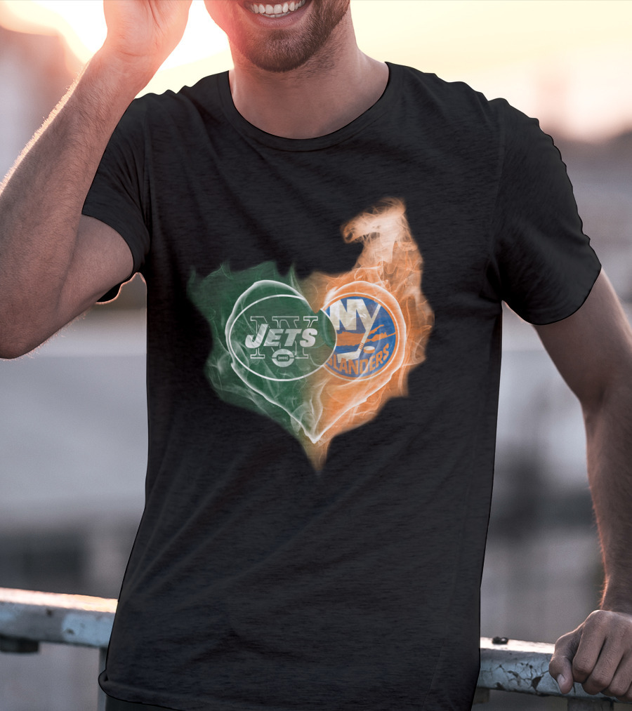 Jets Islanders Heart Smoke T-Shirt