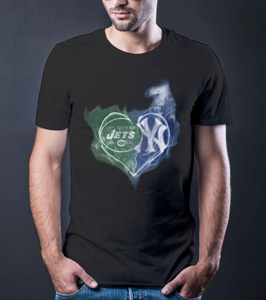 Jets Yankees Smoke Heart Fusion T-Shirt