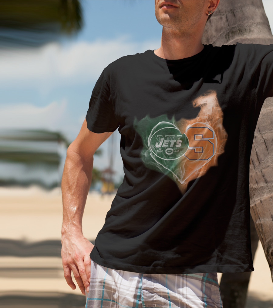 New York Jets Syracuse Orange Heart T-Shirt