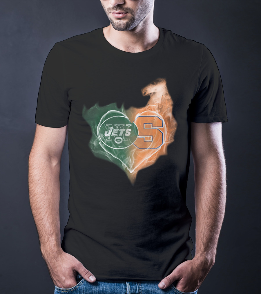 New York Jets Syracuse Orange Heart T-Shirt