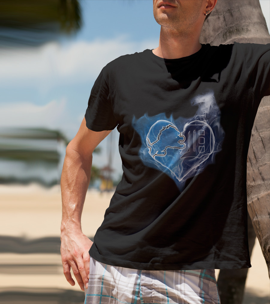Detroit Lions And Tigers Heart T-Shirt