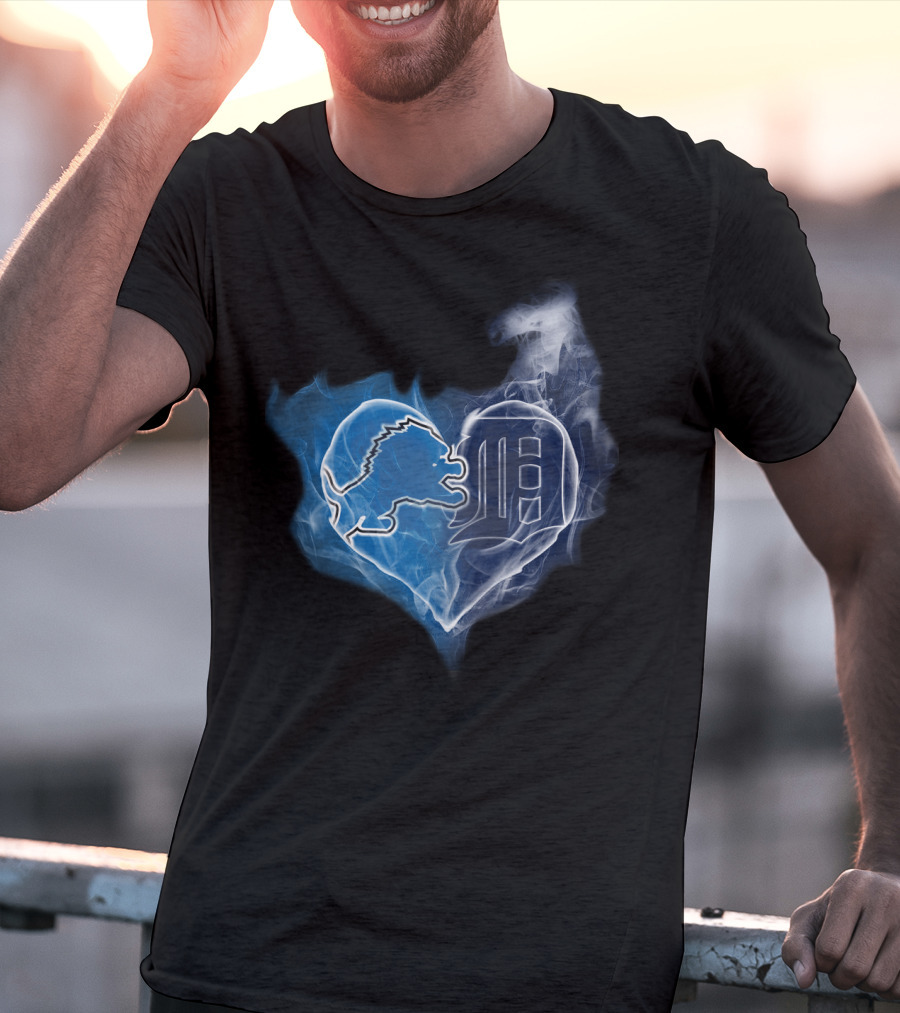 Detroit Lions And Tigers Heart T-Shirt