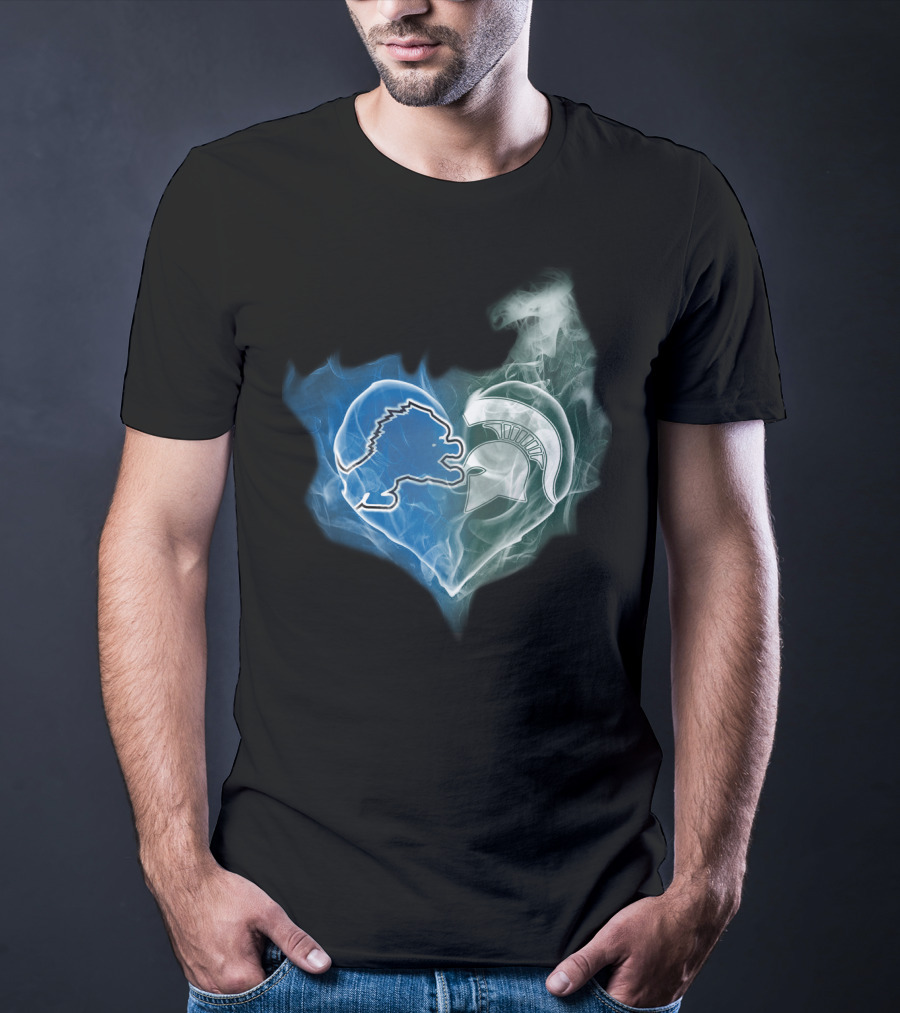 Detroit Lions Michigan State Spartans Heart Fusion T-Shirt