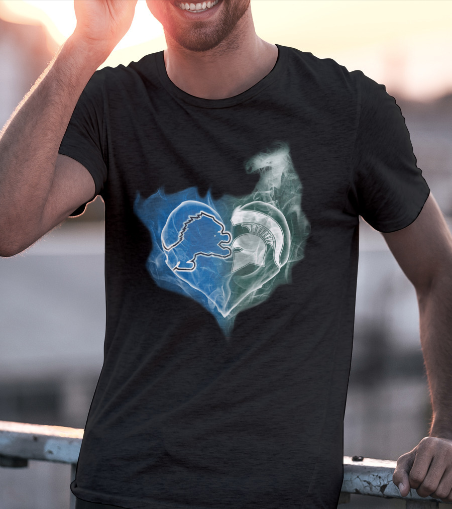 Detroit Lions Michigan State Spartans Heart Fusion T-Shirt