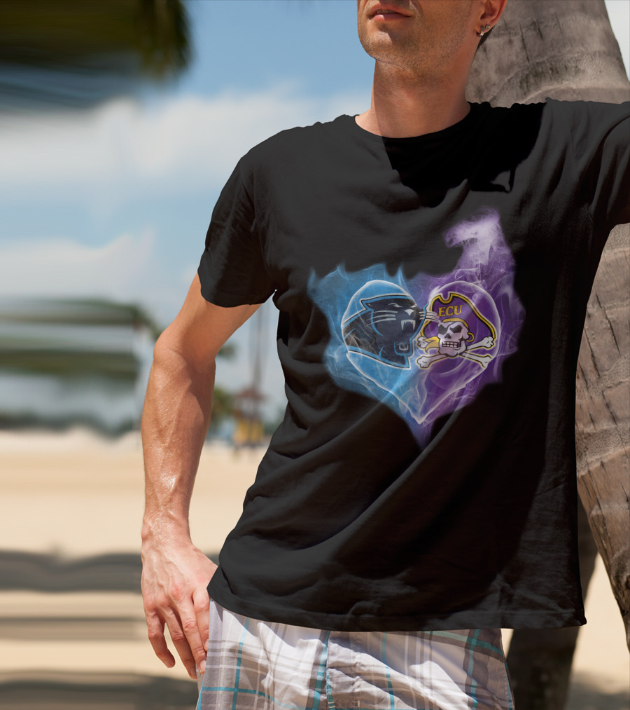 Panthers Ecu Pirates Heart Smoke T-Shirt