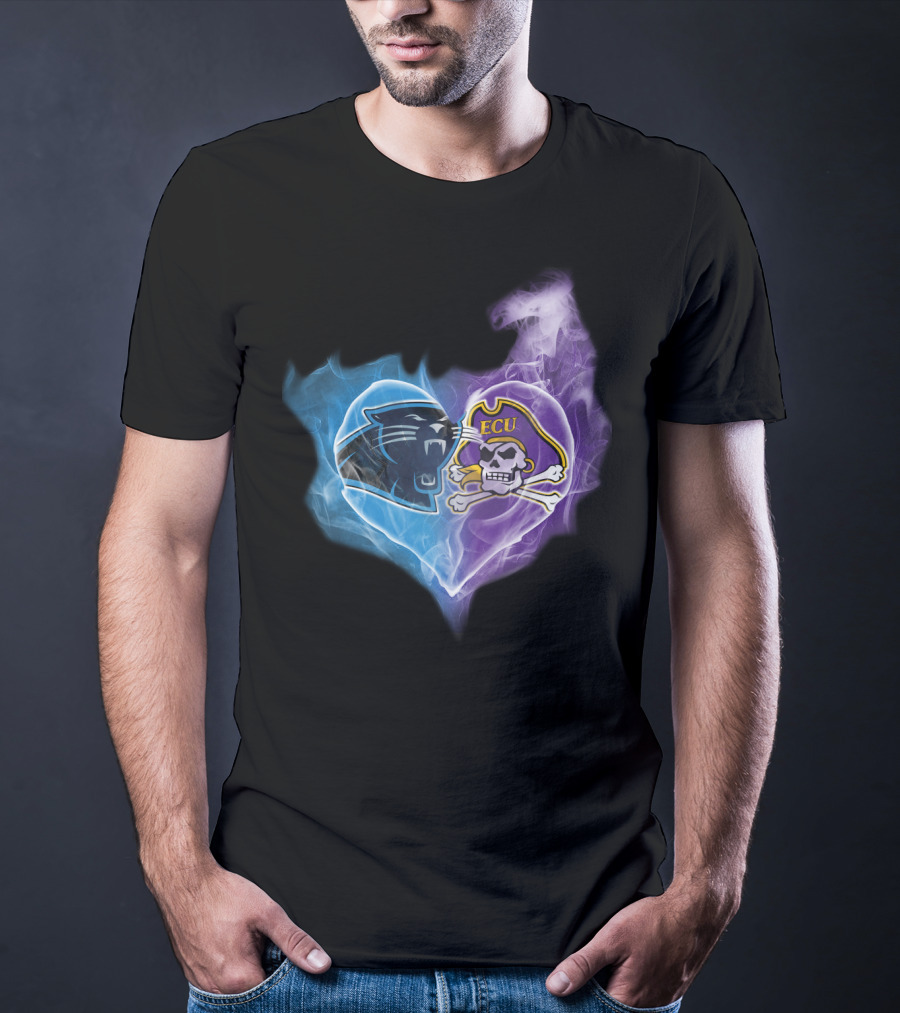 Panthers Ecu Pirates Heart Smoke T-Shirt