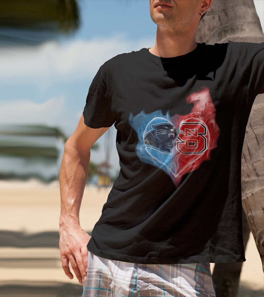 Panthers And Nc State Heart Blend T-Shirt