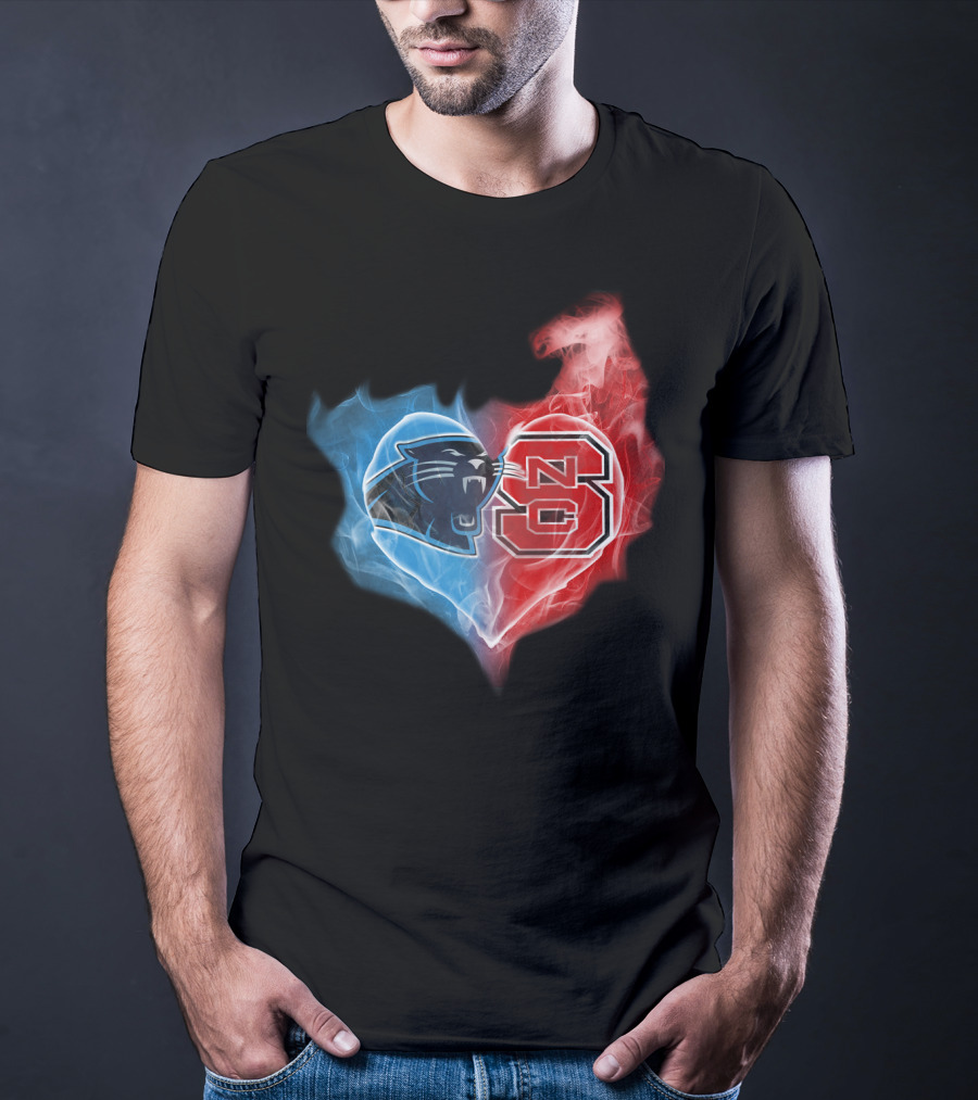 Panthers And Nc State Heart Blend T-Shirt