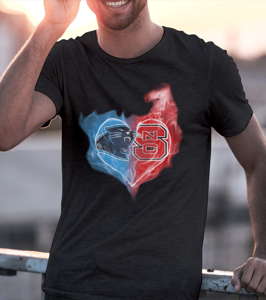 Panthers And Nc State Heart Blend T-Shirt