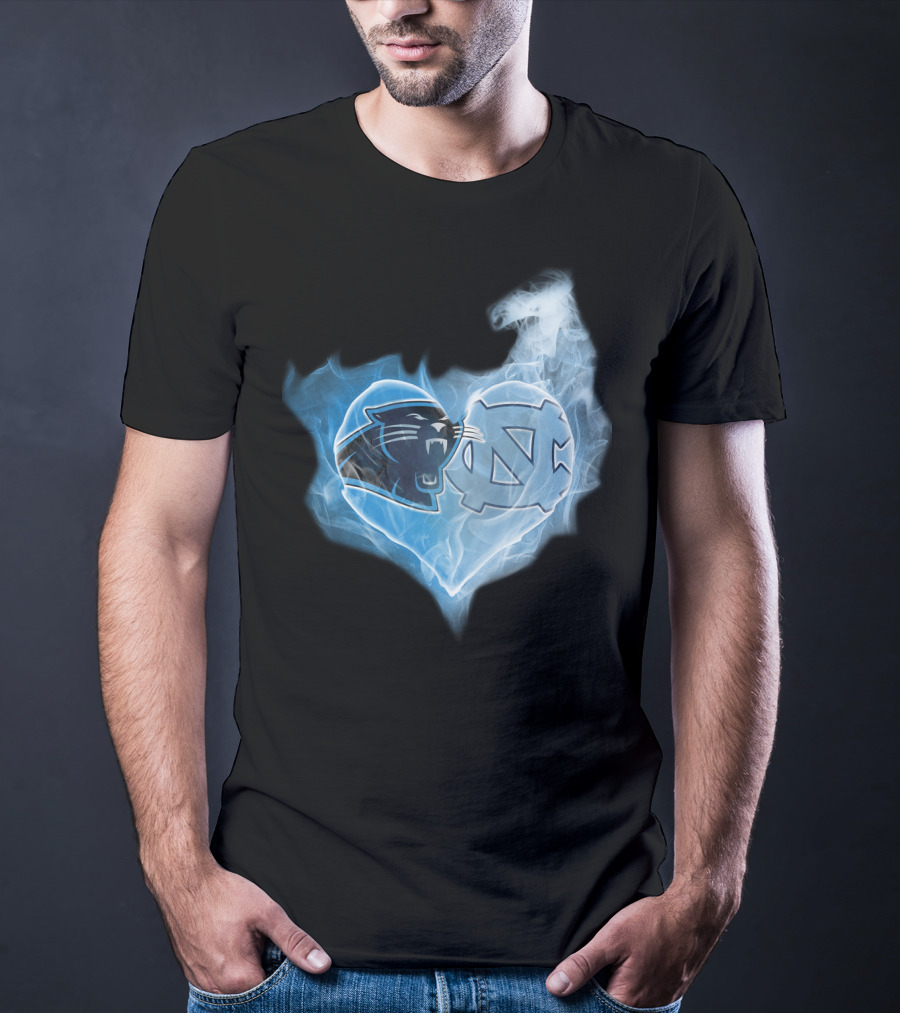 Carolina Panthers Unc Tar Heels Heart Smoke Fusion T-Shirt