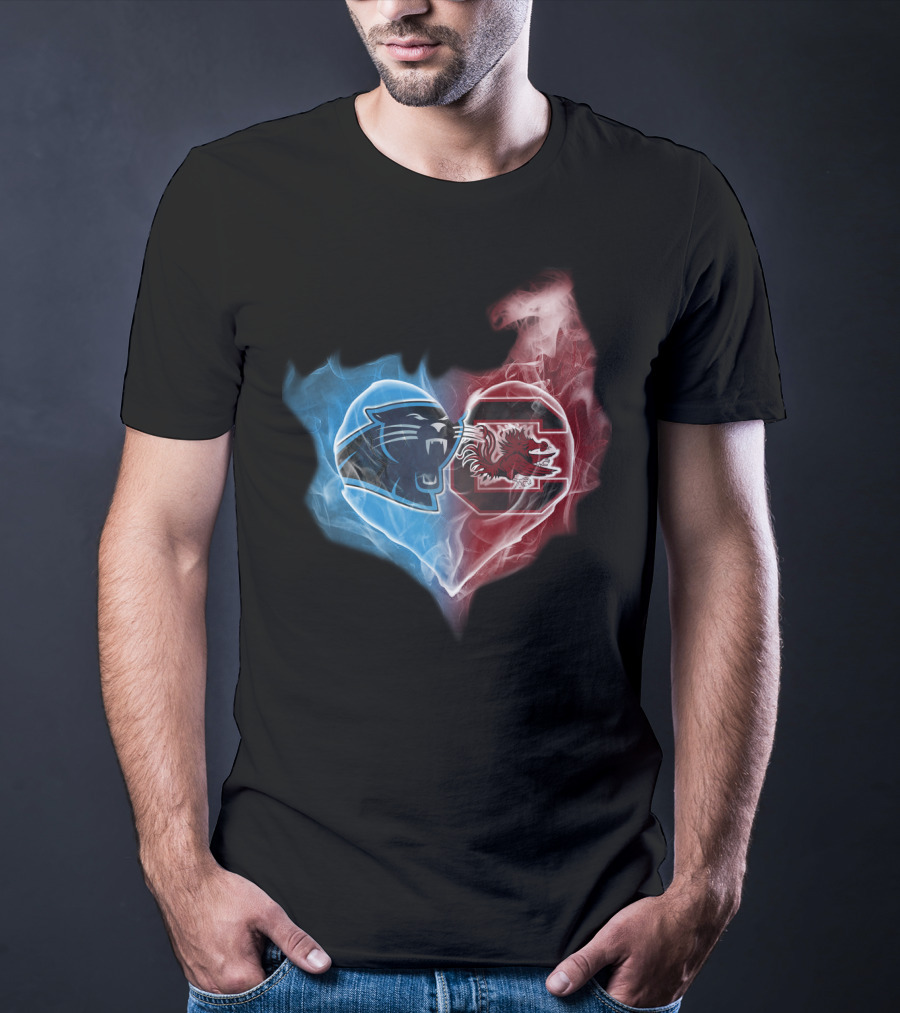 Carolina Panthers South Carolina Gamecocks Heart T-Shirt
