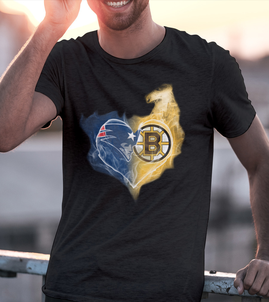 Patriots Bruins Ttk 089 Smoke Heart Fusion T-Shirt