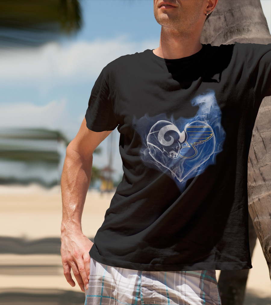Rams Blues Heart Logo Fusion T-Shirt