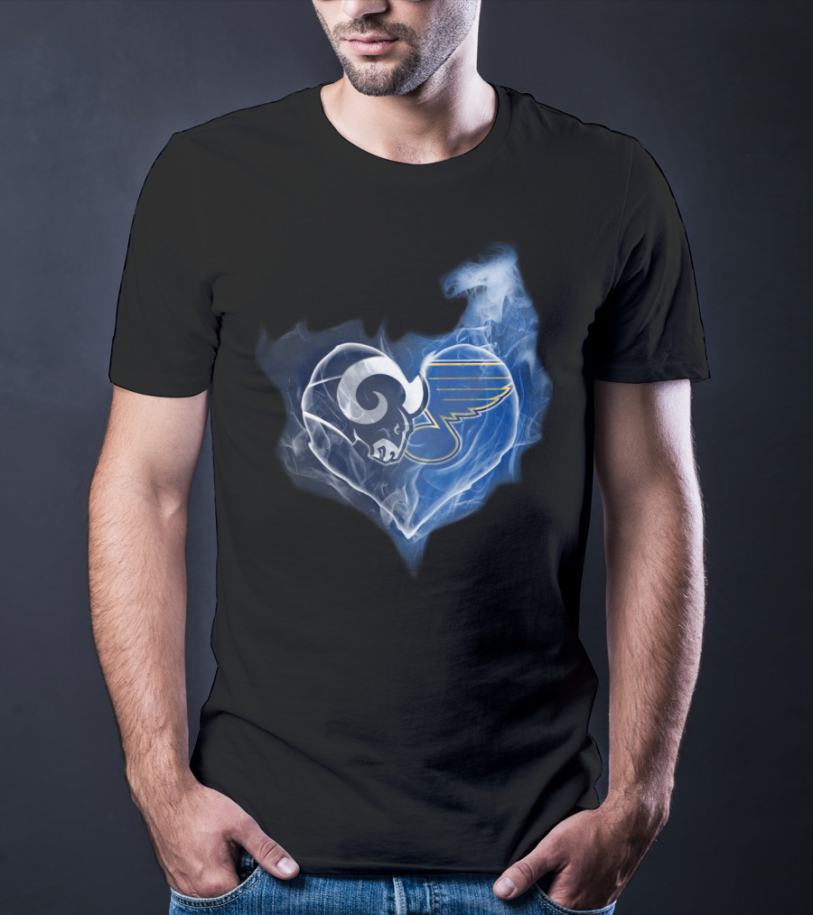 Rams Blues Heart Logo Fusion T-Shirt