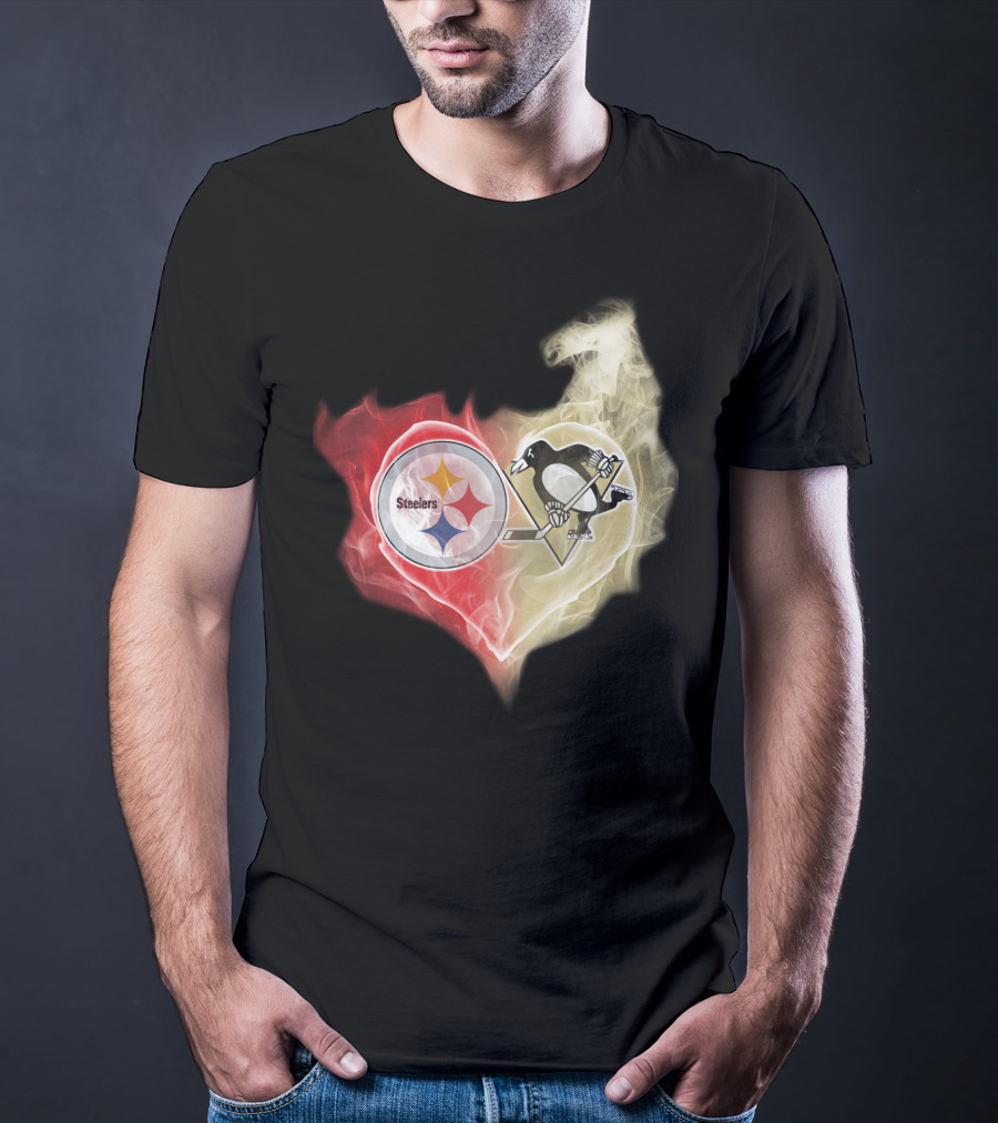 Steelers Penguins Smoke Heart T-Shirt