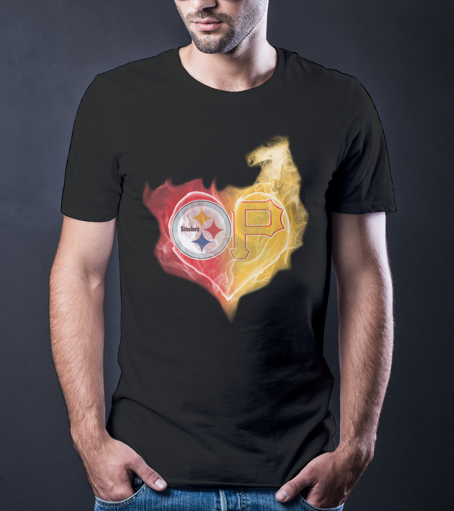 Steelers Pirates Heart Logo T-Shirt