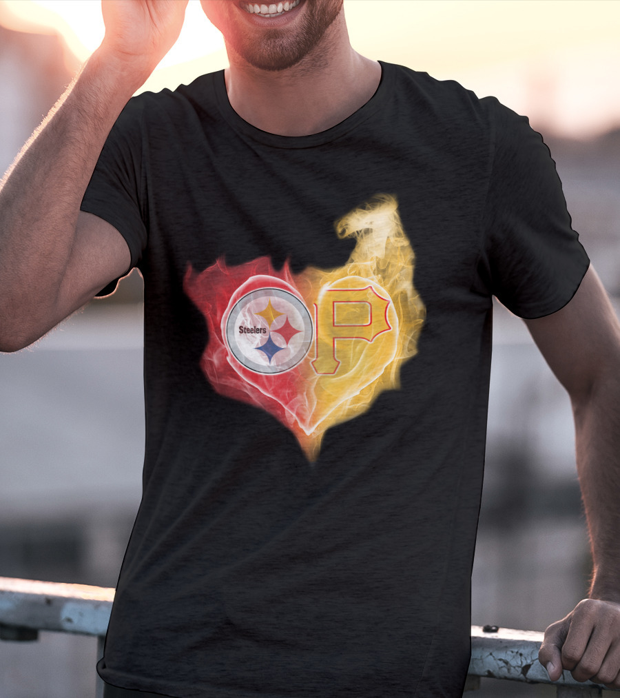 Steelers Pirates Heart Logo T-Shirt