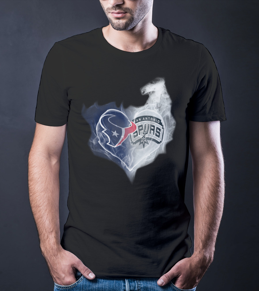 Houston Texans San Antonio Spurs Heart Shape T-Shirt