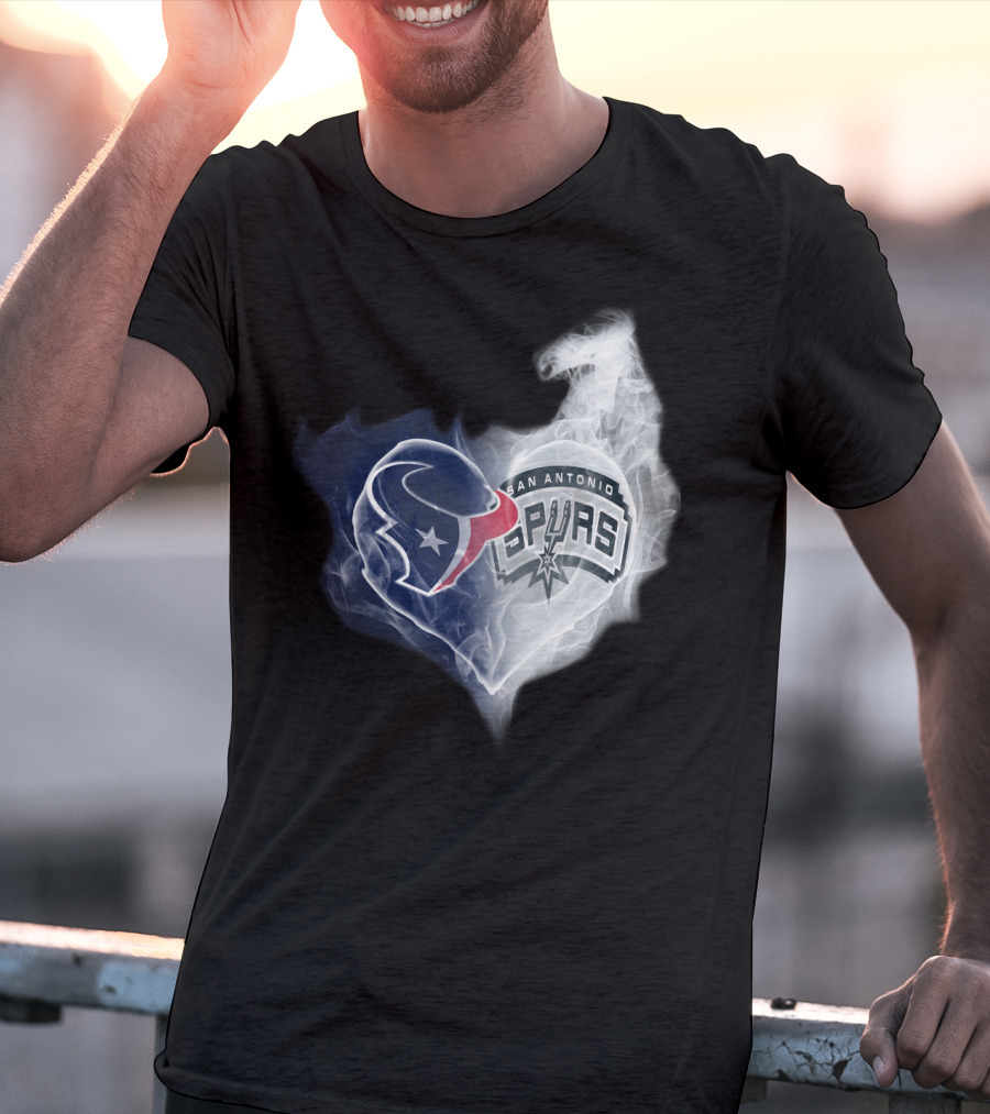 Houston Texans San Antonio Spurs Heart Shape T-Shirt
