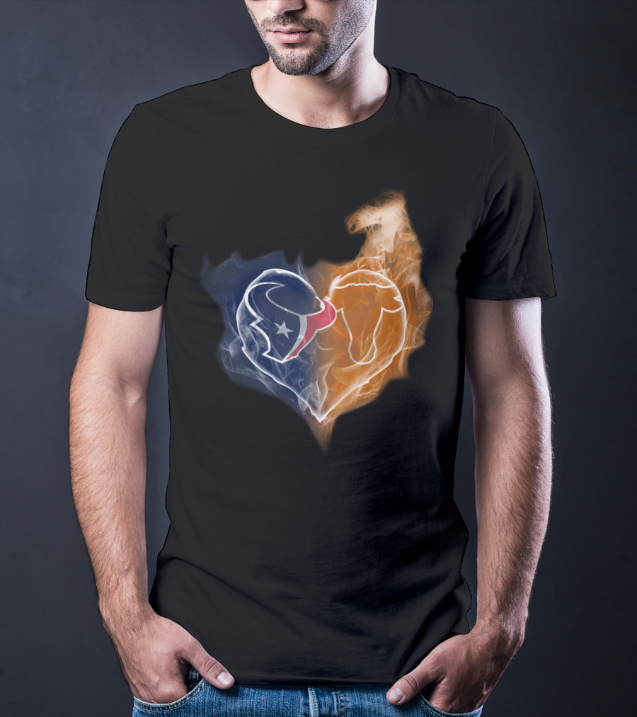 Houston Texans Chicago Bears Heart Smoke T-Shirt