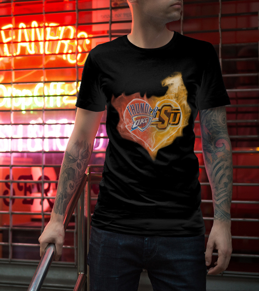 Oklahoma City Thunder Okc Sju Heart Flame T-Shirt