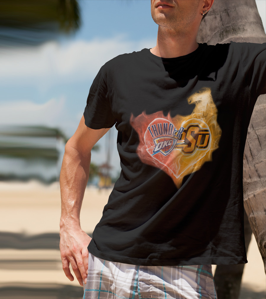 Oklahoma City Thunder Okc Sju Heart Flame T-Shirt