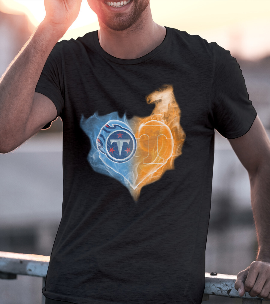 Tennessee Titans Volunteers Heart Flame Fusion T-Shirt