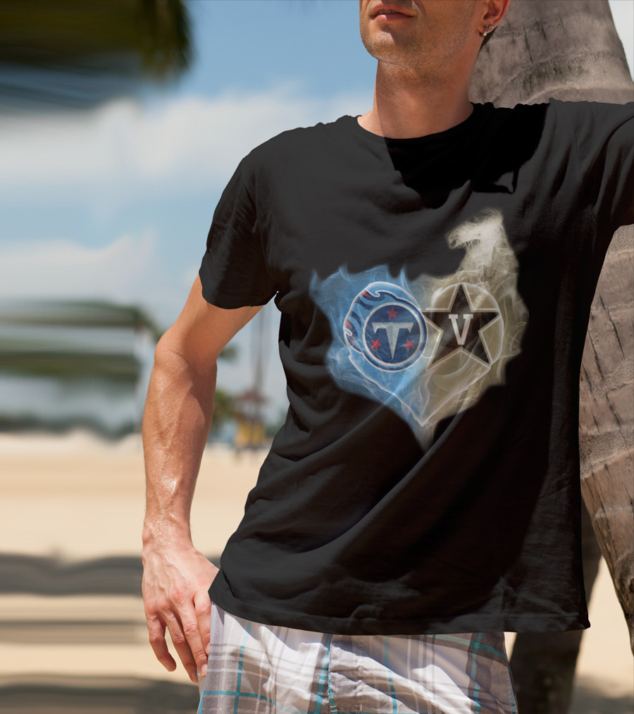 Tennessee Titans Vanderbilt Commodores Split Heart Logo Hybrid T-Shirt