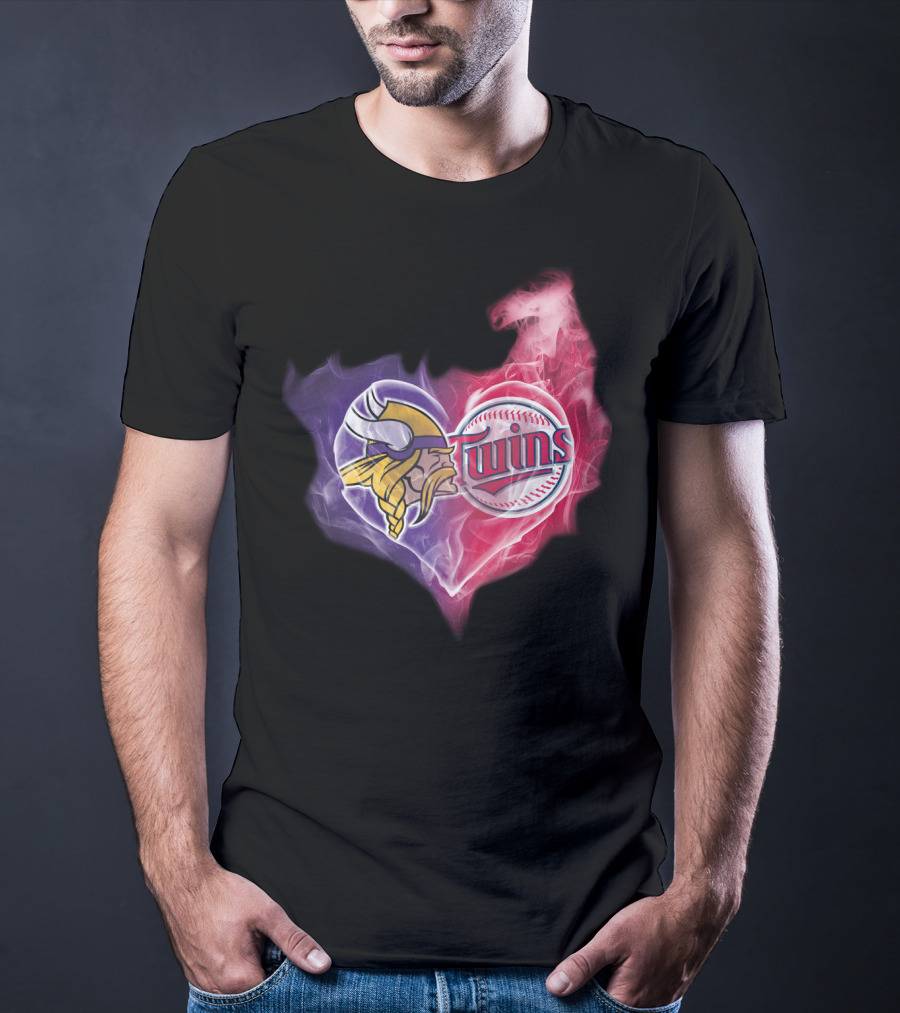 Minnesota Vikings Twins Heart Smoke Unity T-Shirt