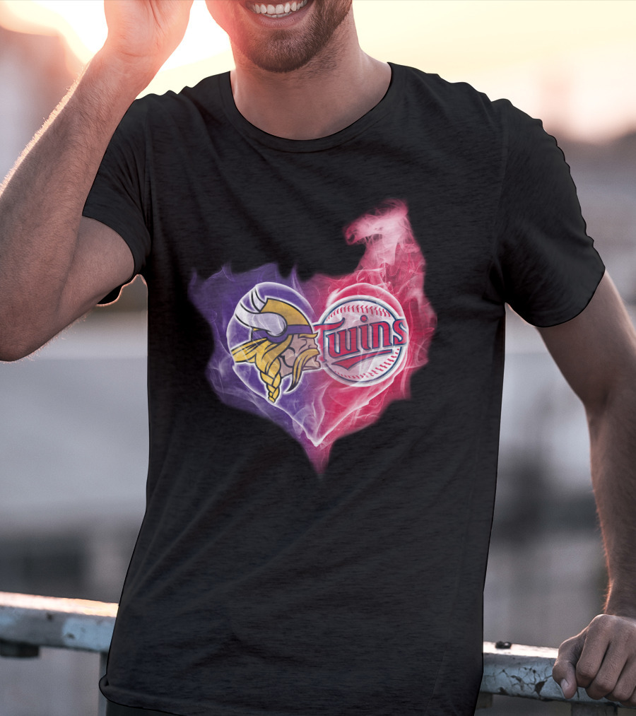 Minnesota Vikings Twins Heart Smoke Unity T-Shirt