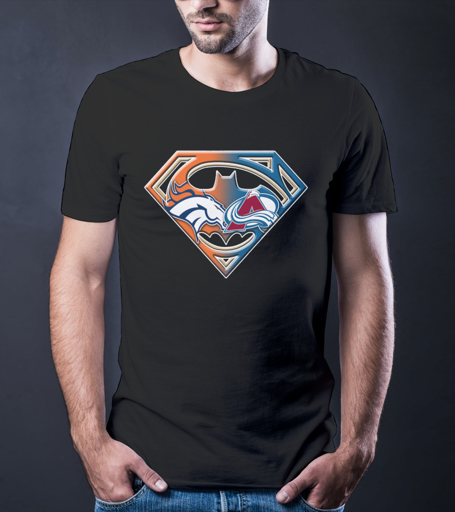 Denver Broncos Colorado Avalanche Batman Superman Logo Bat 016 T-Shirt
